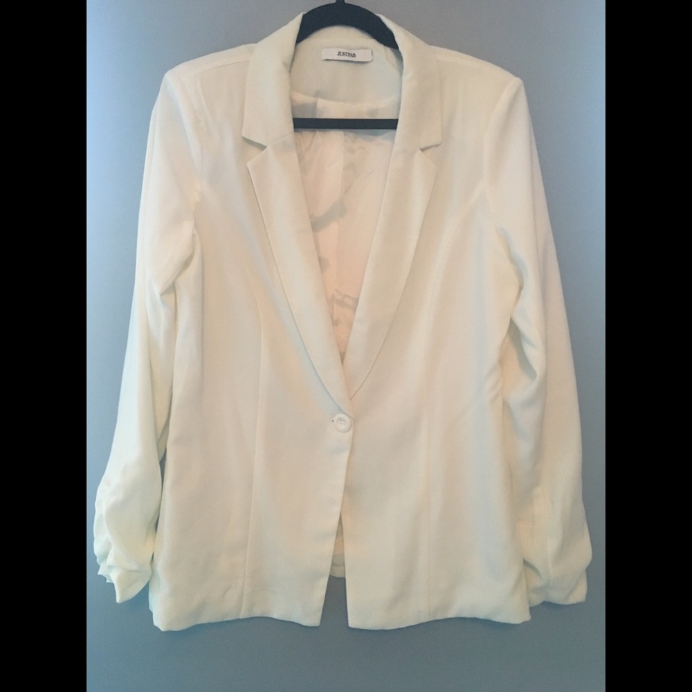 White, Button Close blazer, 3/4 Sleeves